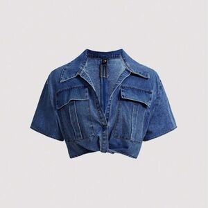 Blue Denim Cropped Shirt